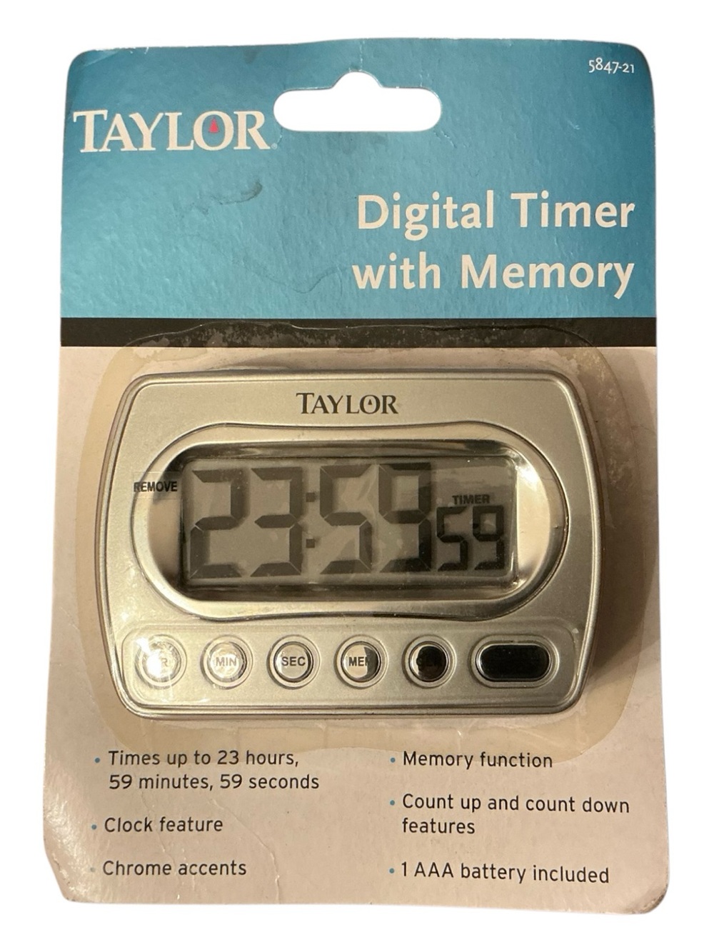 Taylor Silver Chrome Digital Timer With Memory